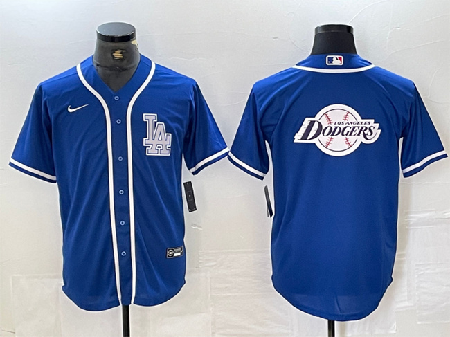 Men's Los Angeles Dodgers Team Big Logo Blue Cool Base Stitched Baseball Jersey Men's Los Angeles Dodgers Team Big Logo Blue Cool Base Stitched Baseball Jersey